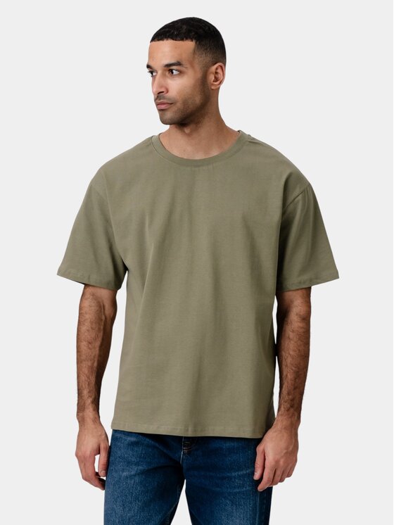 TeeShoppen TeeShoppen T-Shirt 'Basic Collection' Zielony Oversize