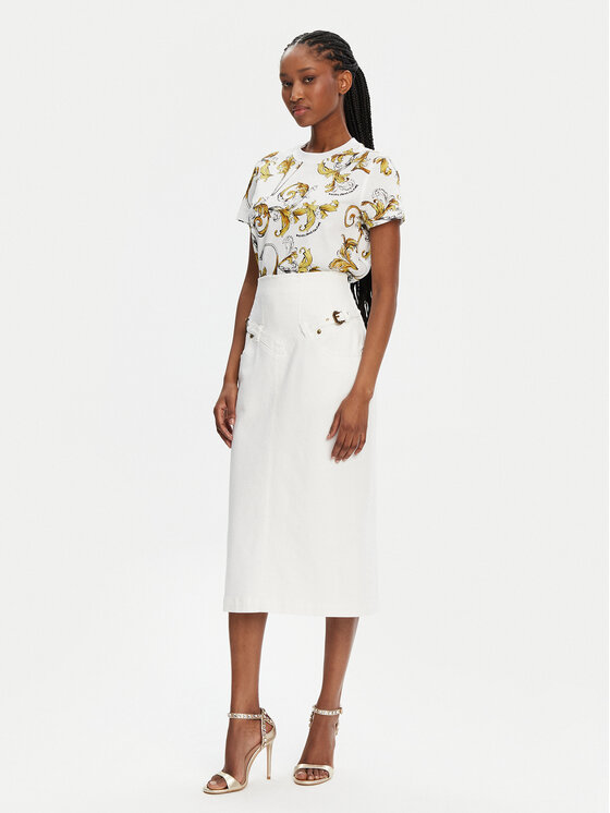 Versace Jeans Couture Versace Jeans Couture Džinsinis sijonas 78HAE85E Balta Regular Fit