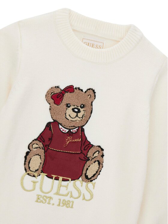Guess Guess Sukienka dzianinowa K6BK08 Z1308 Kremowy Regular Fit