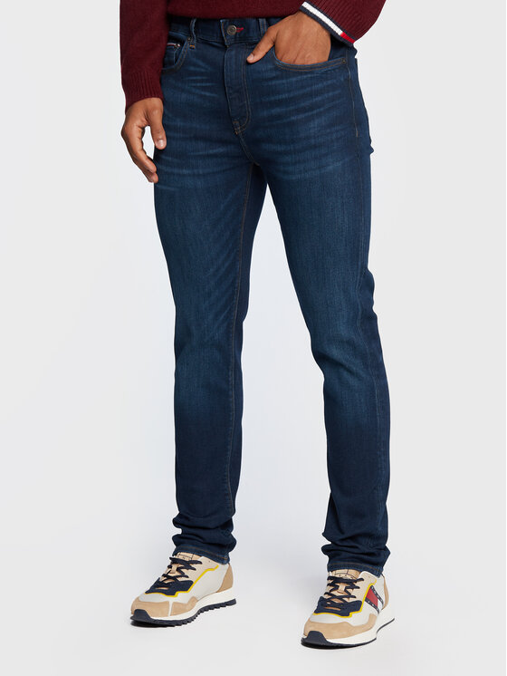 Tommy Hilfiger Jeans hlače Bleecker MW0MW26537 Mornarsko modra Slim Fit