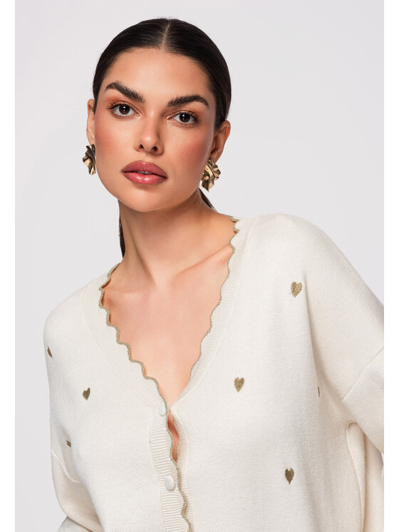 Ombre Ombre Kardigan OW-SWCD-0102 Beżowy Loose Fit