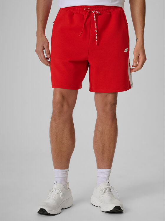 4F 4F Szorty sportowe STREFA KIBICA Czerwony Regular Fit