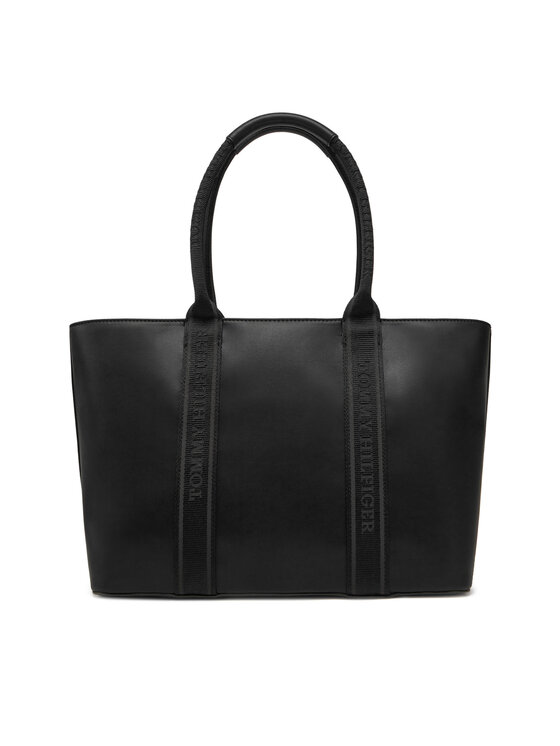 Tommy Hilfiger Tommy Hilfiger Дамска чанта Th Logotape Tote AW0AW17198 Черен