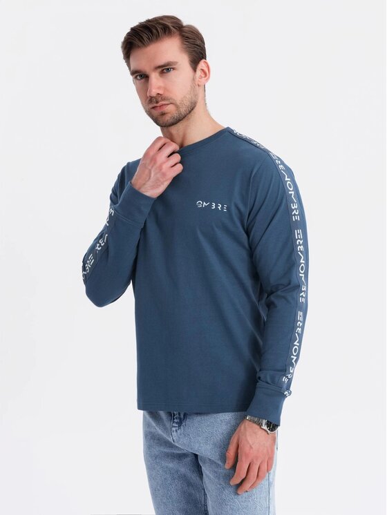 Ombre Ombre Longsleeve OM-LSCL-0127 Niebieski Regular Fit
