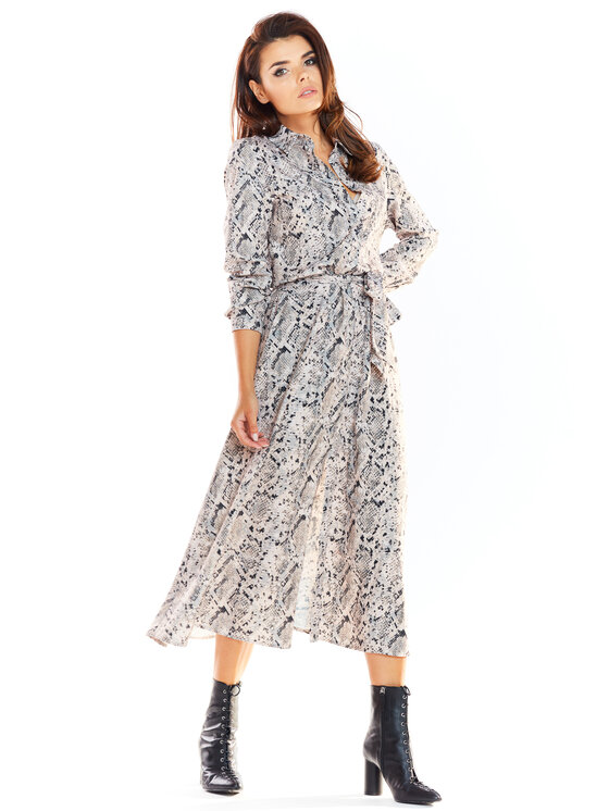 Awama Awama Vestito chemisier A324 Grigio Basic Fit