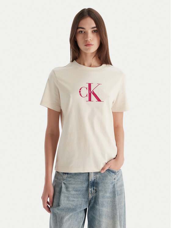 Calvin Klein Jeans Calvin Klein Jeans T-Shirt Hero LV047B865G Beżowy Regular Fit