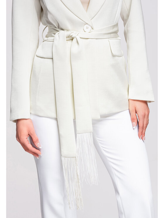 Ombre Ombre Marynarka OW-BLZB-0115 Biały Slim Fit