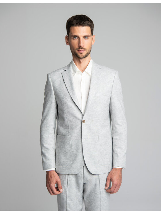 Borgio Borgio Marynarka Lago_sz Szary Slim Fit
