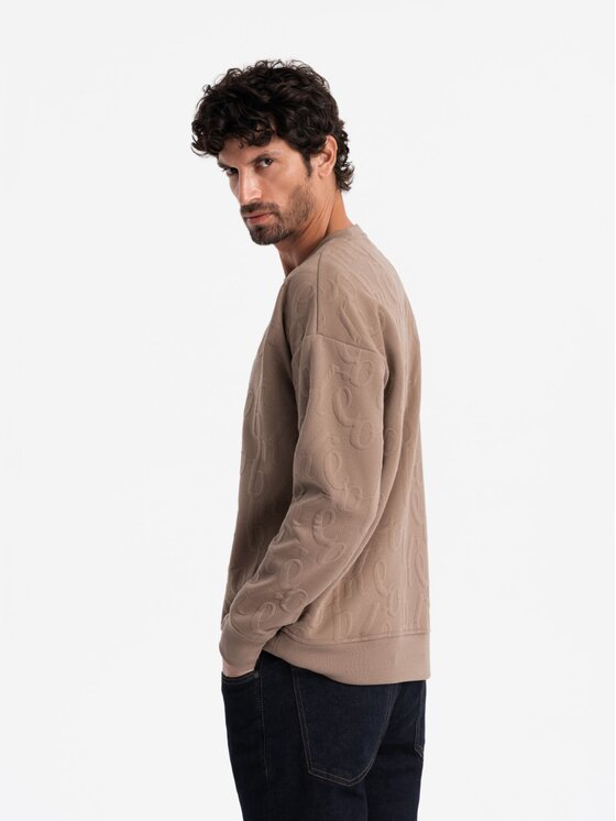 Ombre Ombre Mikina OM-SSNZ-0164 Hnědá Relaxed Fit