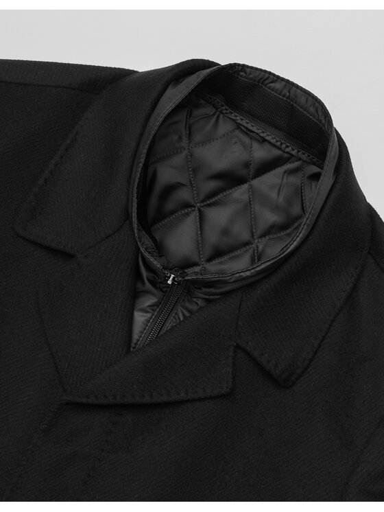 Borgio Borgio Płaszcz wełniany sferro Czarny Slim Fit