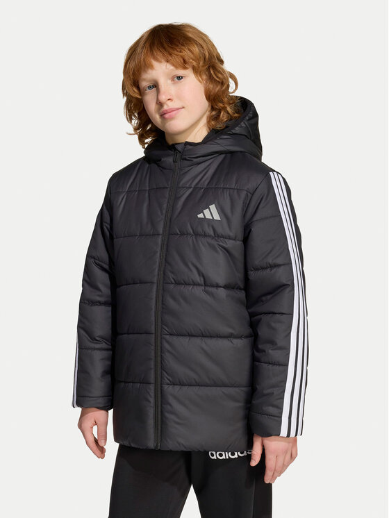 adidas adidas Zimska jakna Essentials 3-Stripes JL7402 Crna Regular Fit