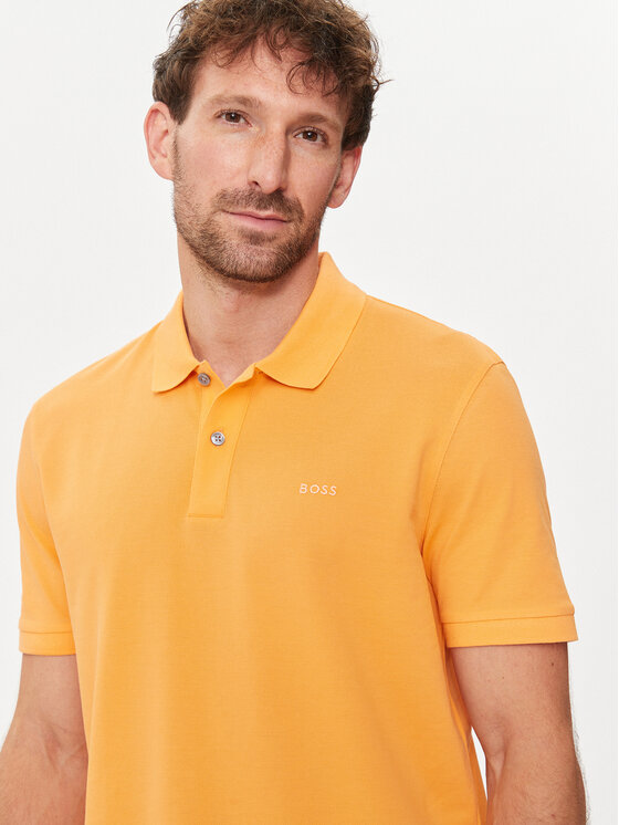 BOSS BOSS Тениска с яка и копчета Pallas 50468301 Жълт Regular Fit
