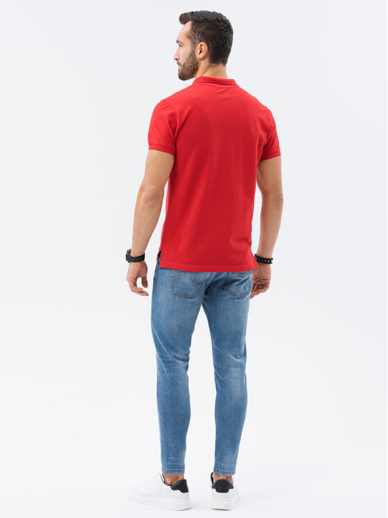Ombre Ombre Polokošile S1374 Červená Regular Fit