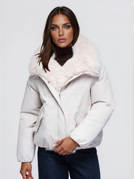 Ombre Ombre Kurtka przejściowa OW-JT-E0010 Beżowy Relaxed Fit