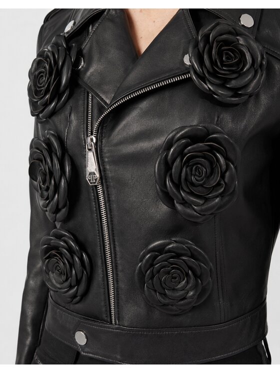 PHILIPP PLEIN PHILIPP PLEIN Giacca di pelle 31133 Nero Slim Fit