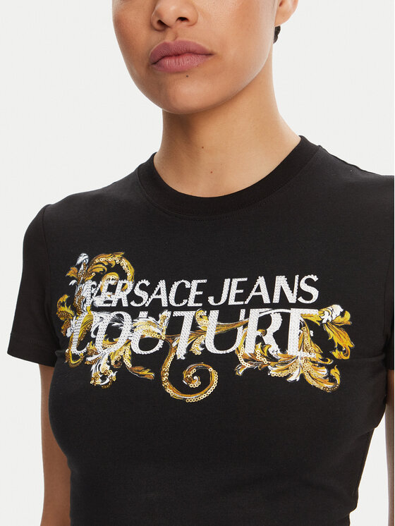Versace Jeans Couture Versace Jeans Couture Póló 78HAHC05 Fekete Slim Fit