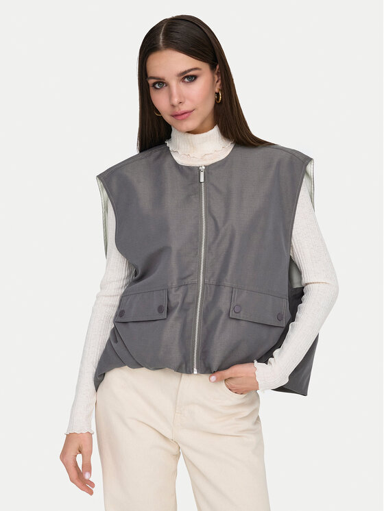 ONLY ONLY Sportovní vesta Mary 15338137 Šedá Loose Fit
