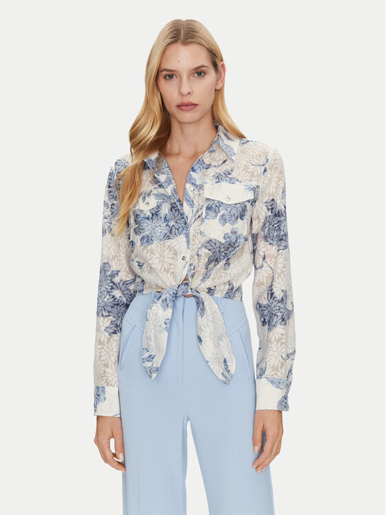Guess Guess Cămașă W5GH03 WH4K2 Alb Regular Fit