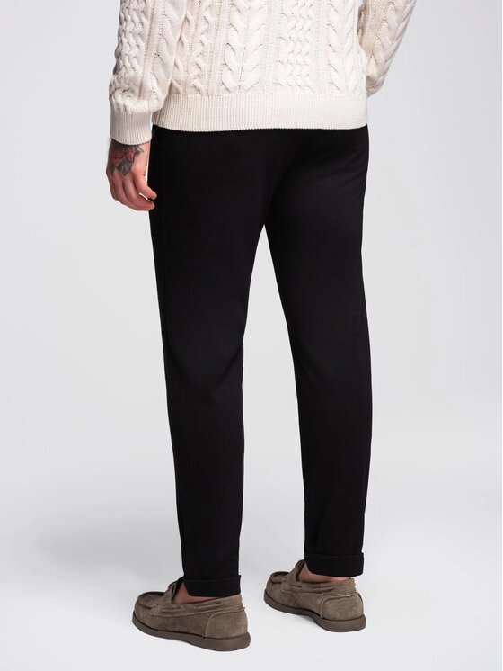 Ombre Ombre Spodnie materiałowe OM-PACP-0283 Czarny Regular Fit