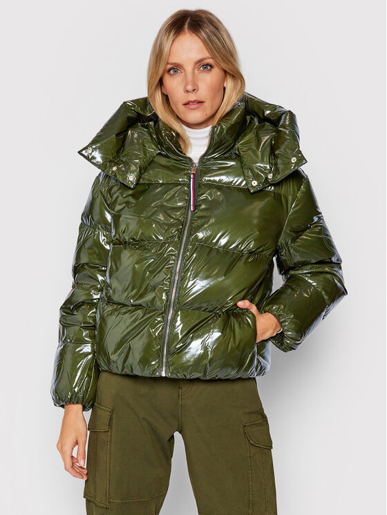 Tommy Hilfiger Tommy Hilfiger Пухено яке Glossy WW0WW32803 Зелен Regular Fit
