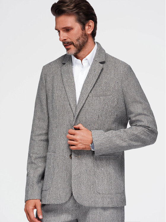 Ombre Ombre Marynarka OM-BLZB-0130 Brązowy jasny Regular Fit