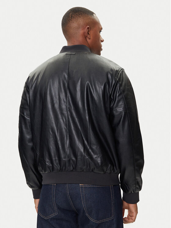 Calvin Klein Jeans Calvin Klein Jeans Μπουφάν από απομίμηση δέρματος LV04RC407G Μαύρο Relaxed Fit