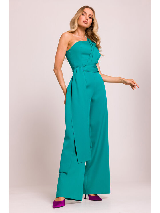 Made of Emotion Made of Emotion Jumpsuit M845 Turchese Sexy Straight Fit