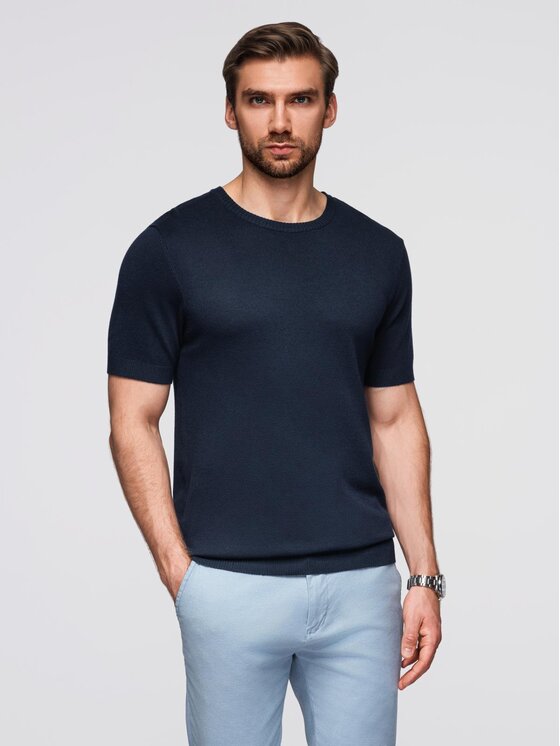 Ombre Ombre T-Shirt OM-TSCT-0252 Granatowy Regular Fit