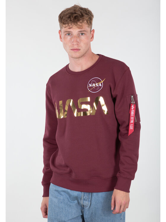 Alpha Industries Alpha Industries Bluza NASA Reflective Sweatshirt Bordowy Regular Fit