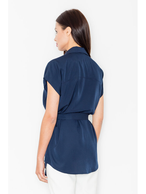 FIGL FIGL Blúzka M463 Tmavomodrá Regular Fit