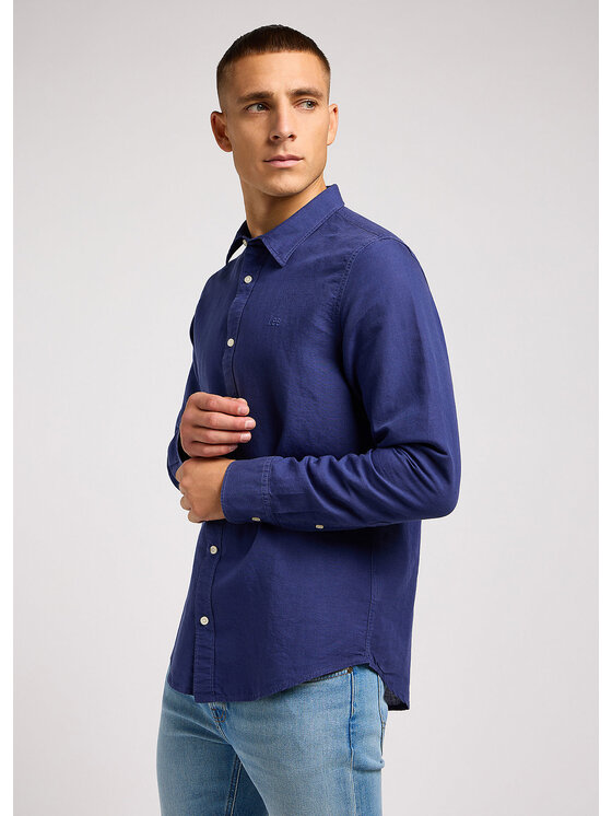 Lee Lee Koszula PATCH SHIRT IN MEDIEVAL BLUE Granatowy Regular Fit