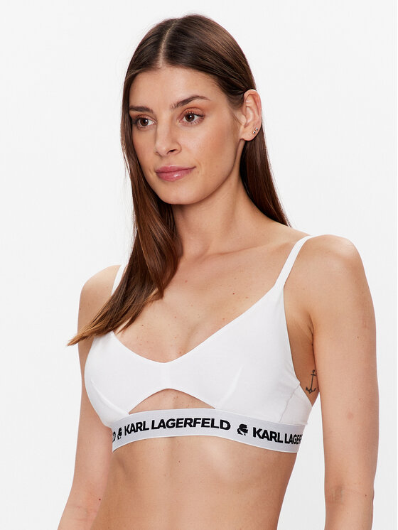 KARL LAGERFELD Bralette krūšturis Peephole Logo 211W2101 Balts