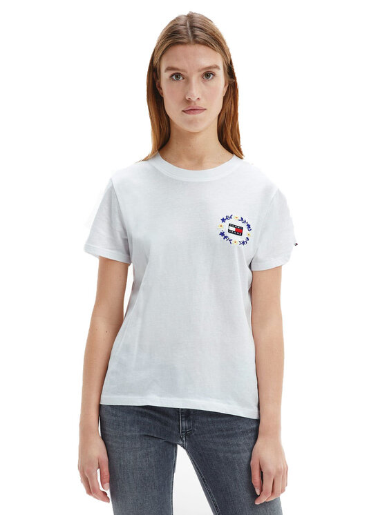 T-Shirt Tommy Hilfiger, Rozmiar XS, Białe, TJW REGULAR FLORAL DW0DW11283