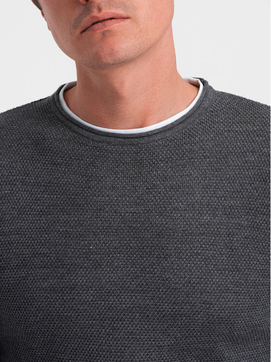 Ombre Ombre Sweter OM-SWSW-0103 Szary Classic Fit