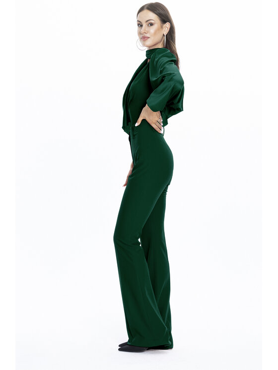 Angelika Józefczyk Angelika Józefczyk Body Eleganckie Body Maya w Paryskim Stylu Butelkowa Zieleń Zielony Skinny Fit