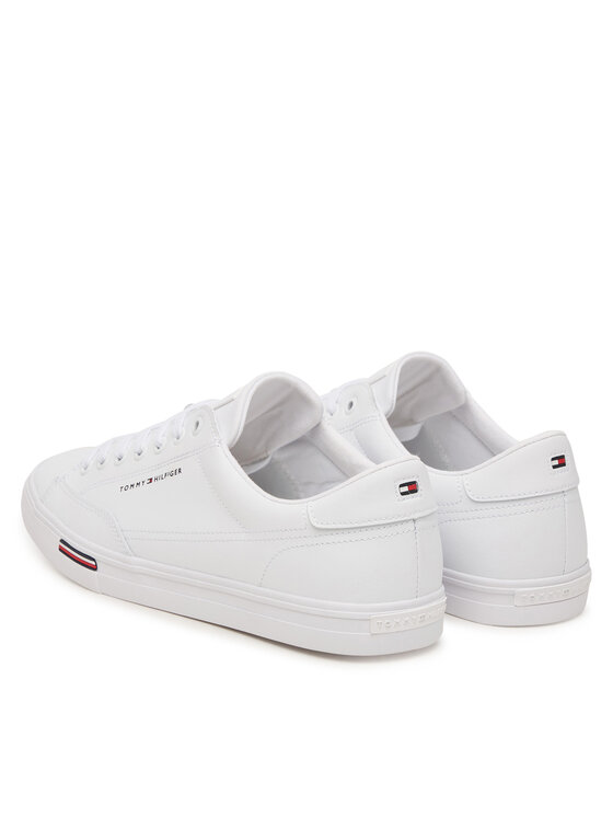 Tommy Hilfiger Tommy Hilfiger Sneakersy Signature Midsole Lace-Up Trainers With Leather FM0FM05814 Biały