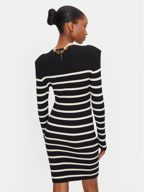 Fracomina Fracomina Kootud kleit FR24WD5005K462N8 Must Slim Fit