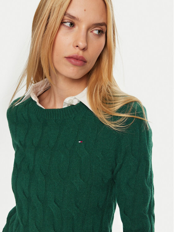 Tommy Hilfiger Tommy Hilfiger Megztinis WW0WW43586 Žalia Regular Fit