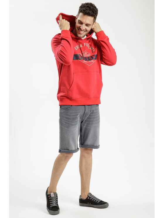 Cross Jeans Cross Jeans Bluza 25451-007 Czerwony Hoodie Fit