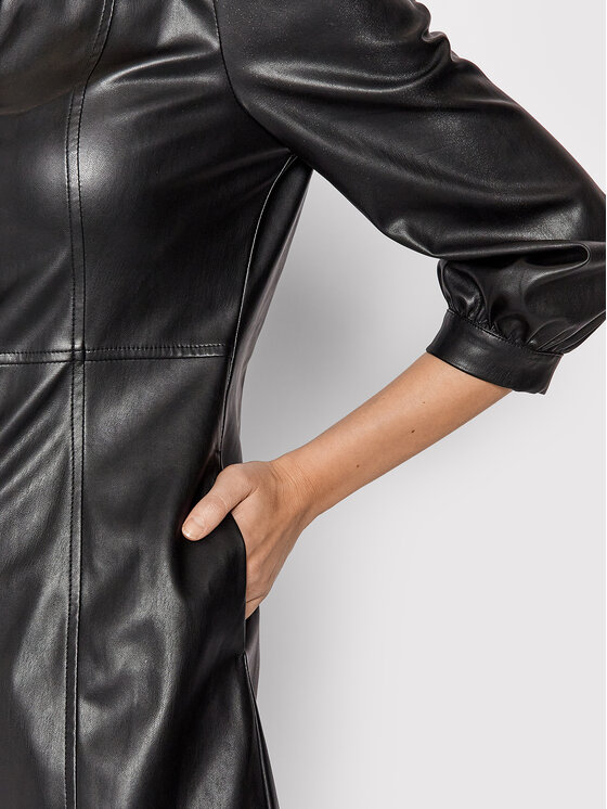 Liu Jo Liu Jo Kleid aus Kunstleder WF1105 E0392 Schwarz Slim Fit