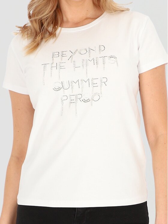 Perso Perso T-Shirt TCE241100F Biały Regular Fit