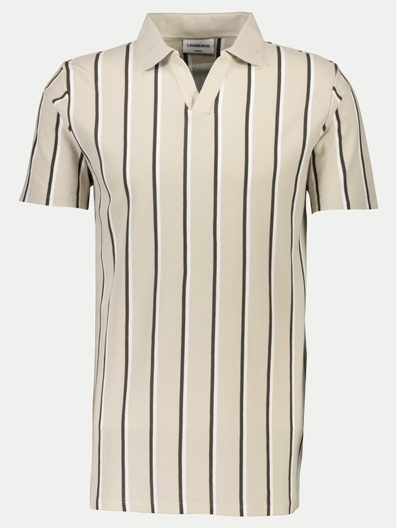 Lindbergh Lindbergh Тениска с яка и копчета 30-404259 Бежов Slim Fit