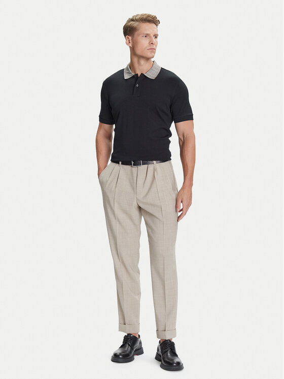 BOSS BOSS Тениска с яка и копчета H-Parlay 302 50545487 Черен Regular Fit