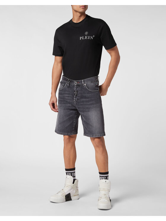 PHILIPP PLEIN PHILIPP PLEIN Szorty jeansowe 9243 Szary Loose Fit