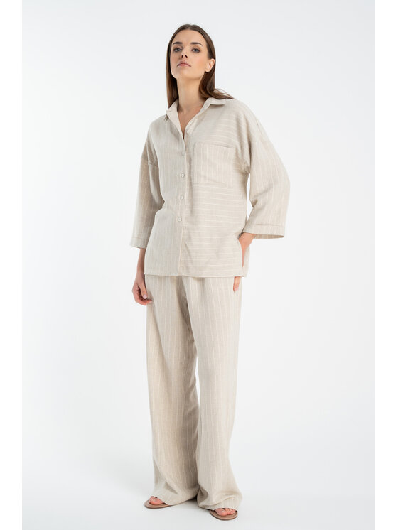 CLICK CLICK Παντελόνι υφασμάτινο 30-433 Μπεζ Relaxed Fit