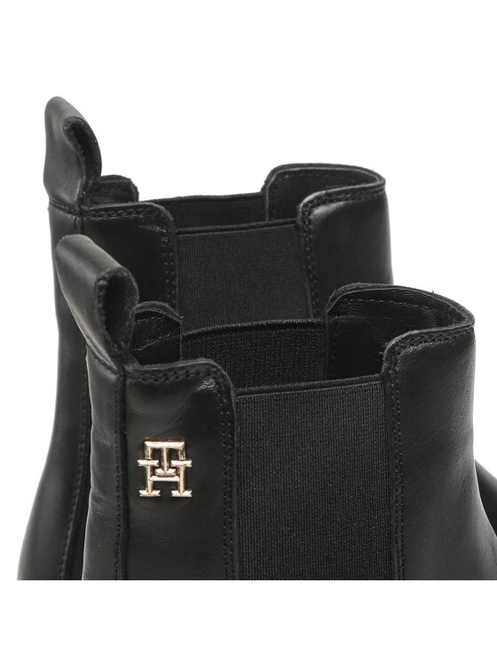 Tommy Hilfiger Tommy Hilfiger Členková obuv s elastickým prvkom Monochromatic Chelsea Boot FW0FW06899 Čierna