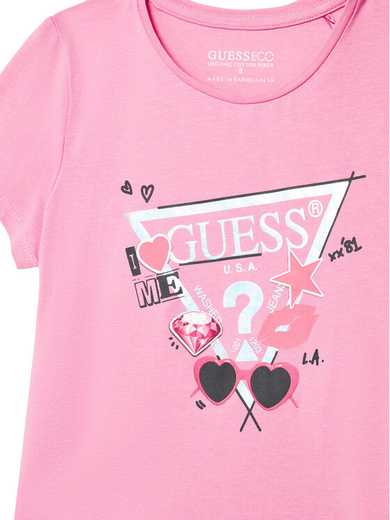 Guess Guess Тишърт J5YI00 K6YW4 Розов Regular Fit
