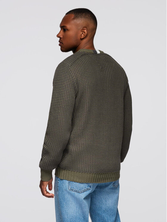 Ombre Ombre Sweter OM-SWSW-0122 Zielony Regular Fit