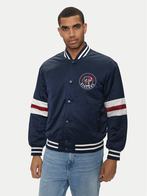 Tommy Jeans Bomber Jakna Varsity Explorer DM0DM18897 Mornarsko Modra Relaxed Fit