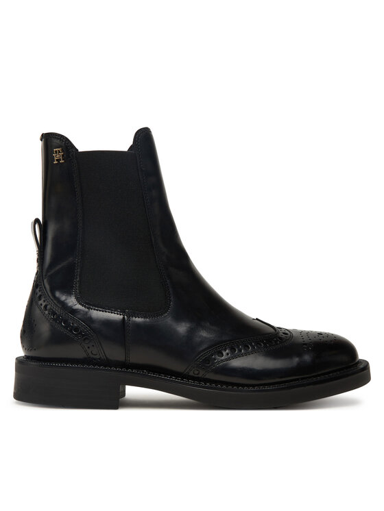 Tommy Hilfiger Tommy Hilfiger Боти тип челси Brogue Boot FW0FW09151 Черен